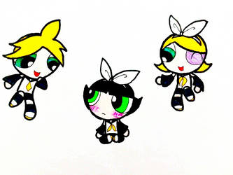 Buttercup and Twin Kagamine from Powerpuff Girls