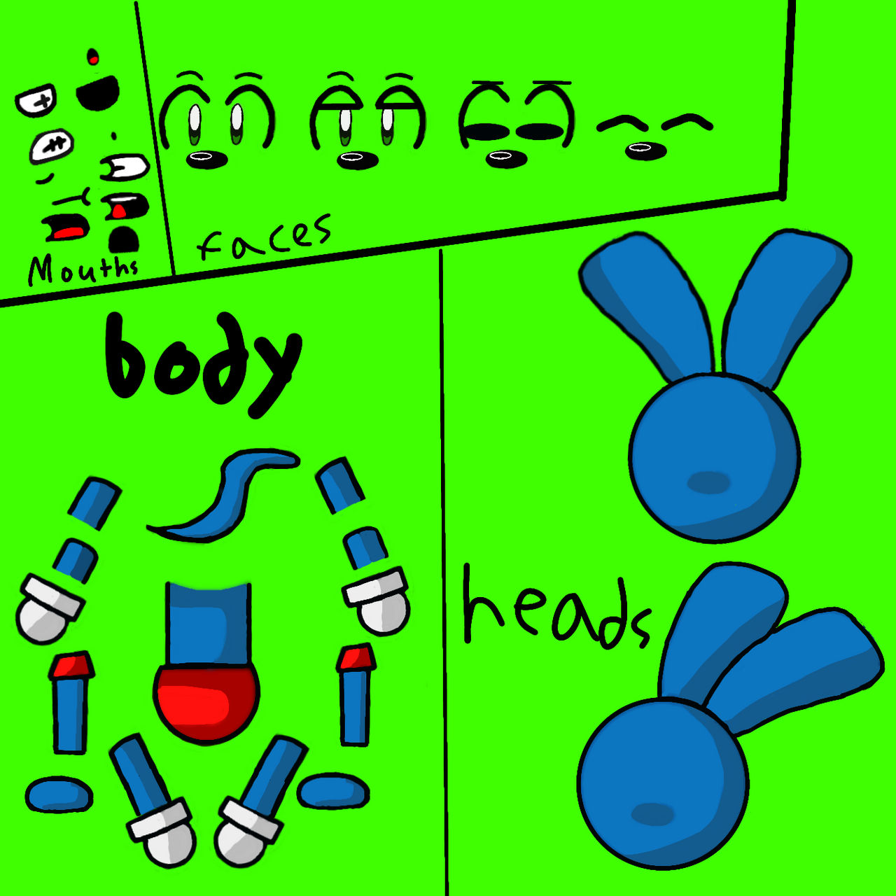 Riggy the runkey rig/body parts since idk by kirbfan1662 on DeviantArt