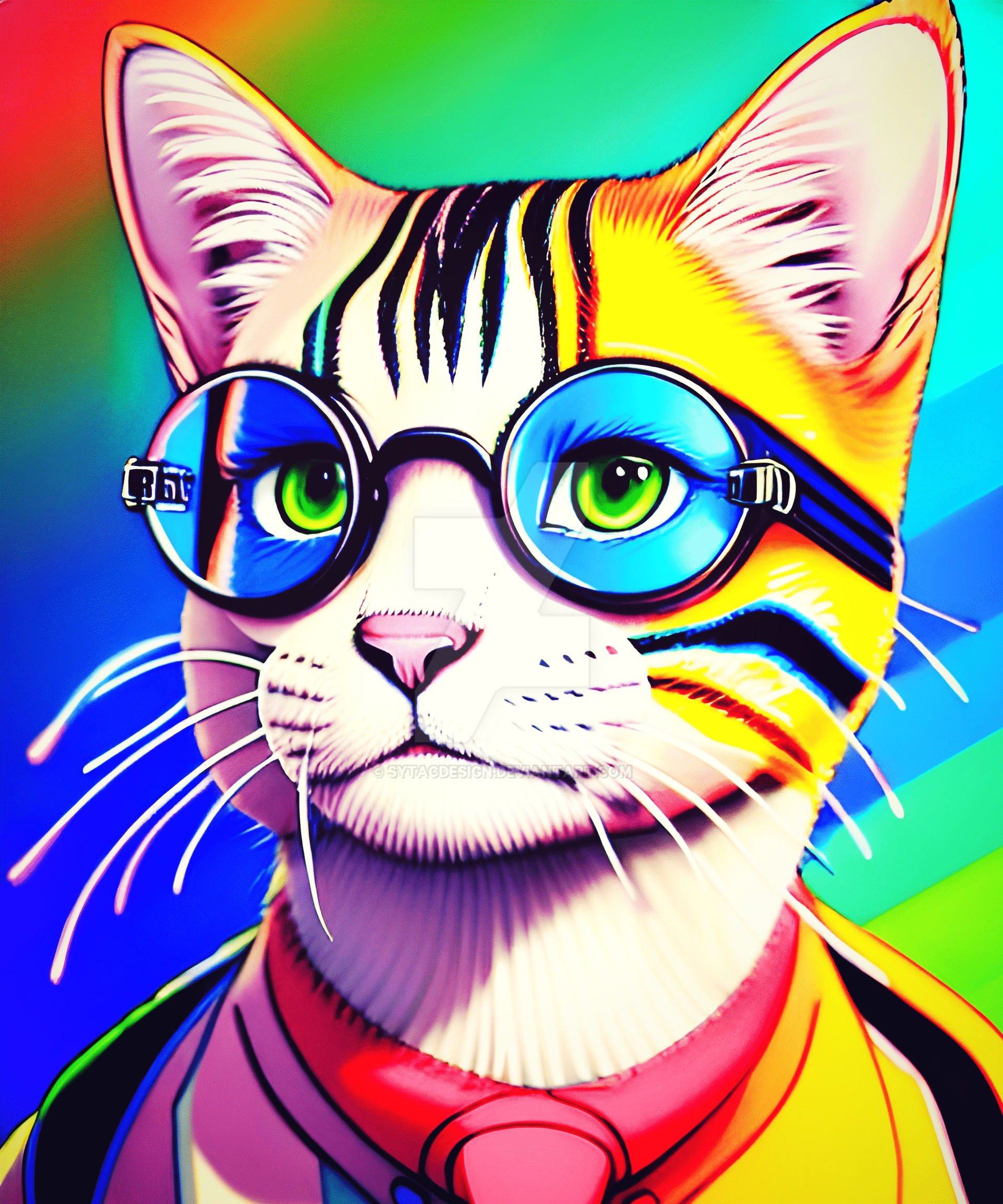 Cat Hip Kitty Cool neon Sunglasses by sytacdesign on DeviantArt