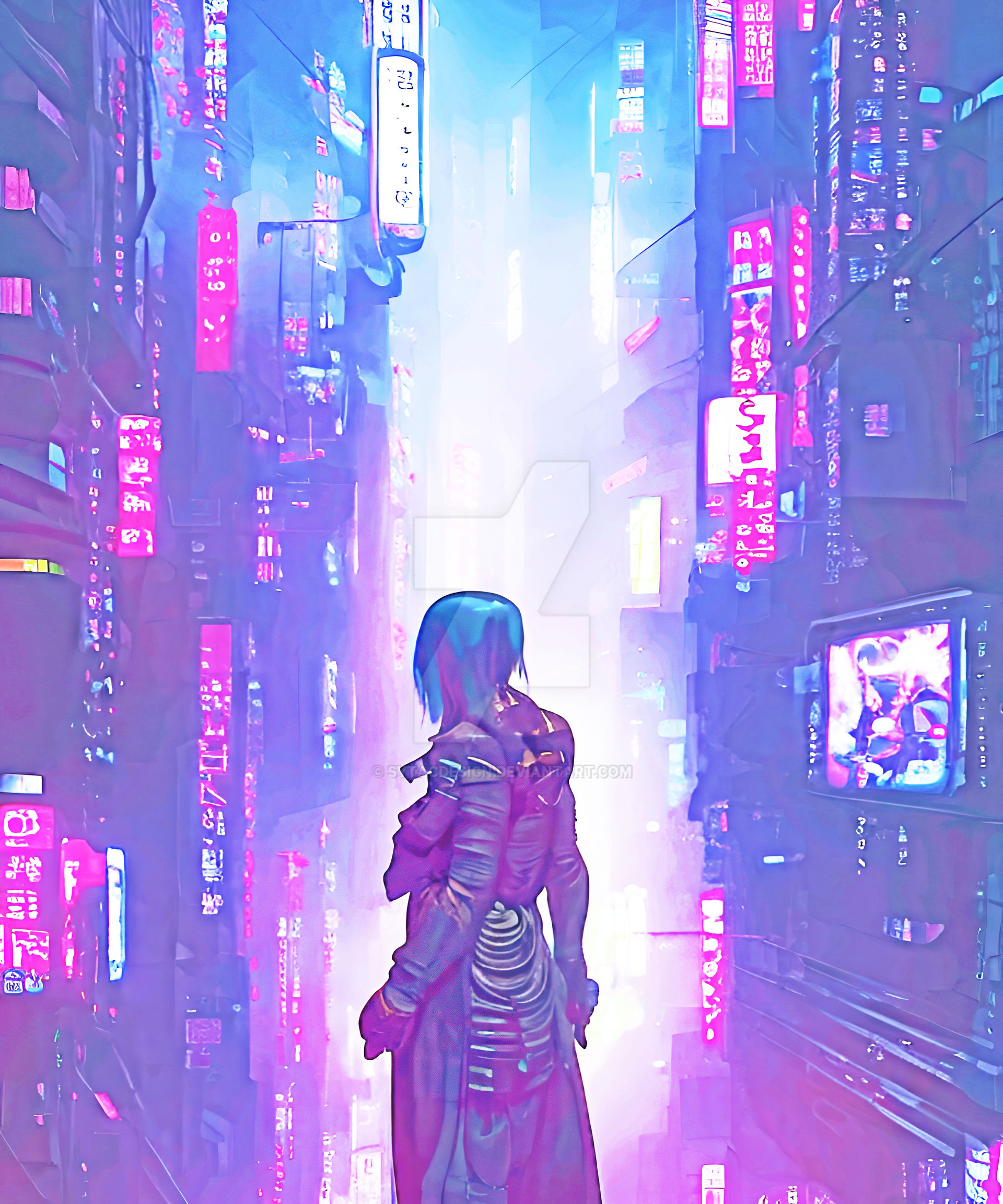 Premium AI Image  An anime style image of a cyberpunk girl wielding a  katana