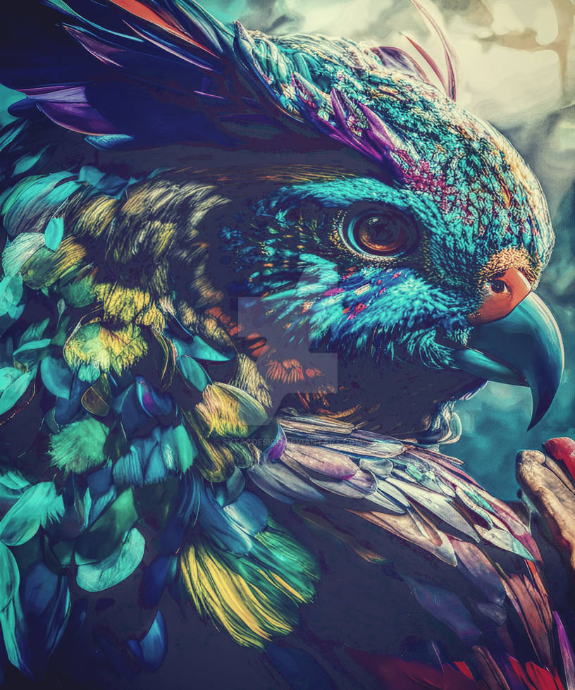 Colorful Nature Eagle Bird Feathers Crow halloween by sytacdesign on