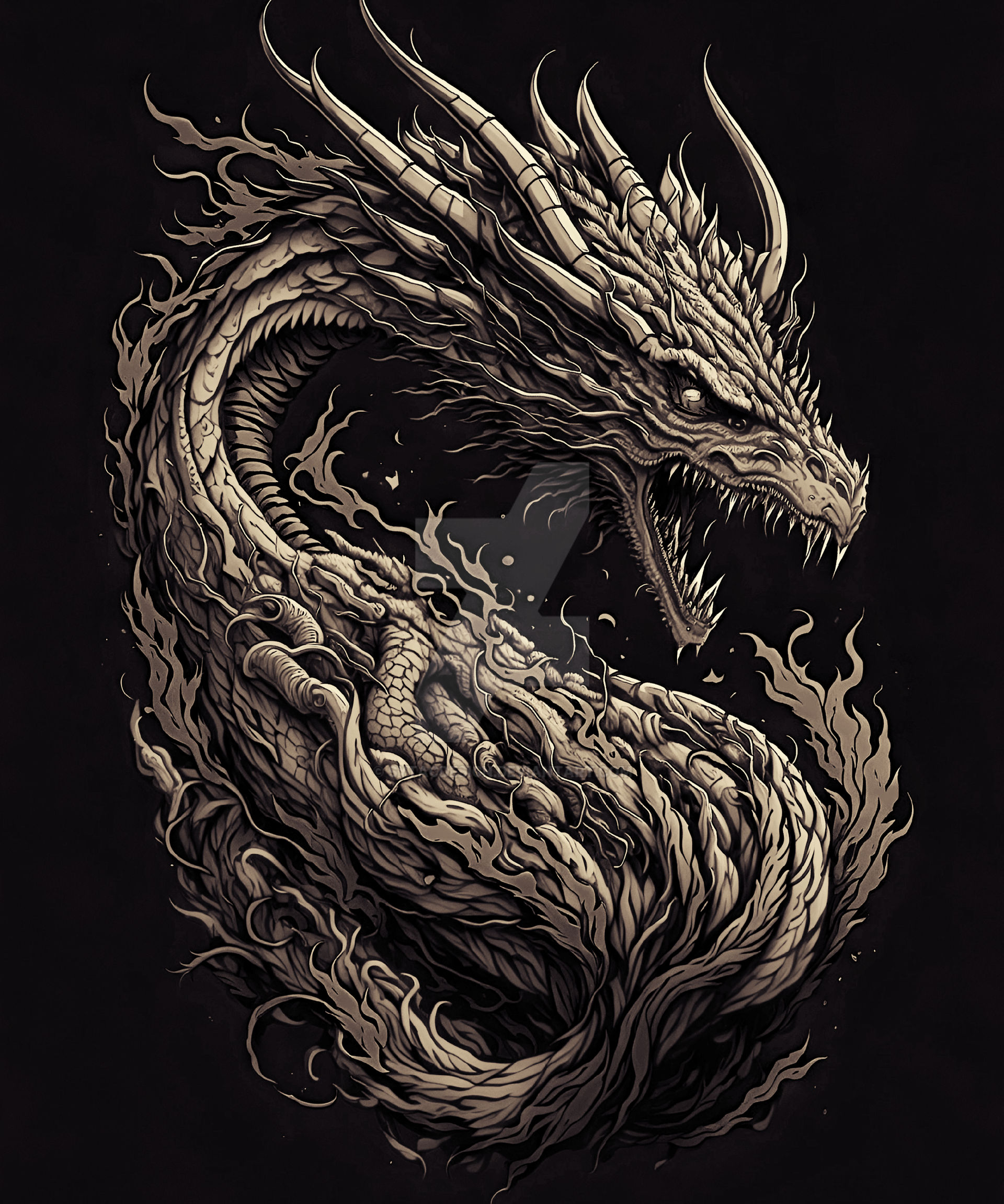 Apocalyptic design Fiery Flames Dark Fire Dragon g by sytacdesign on ...