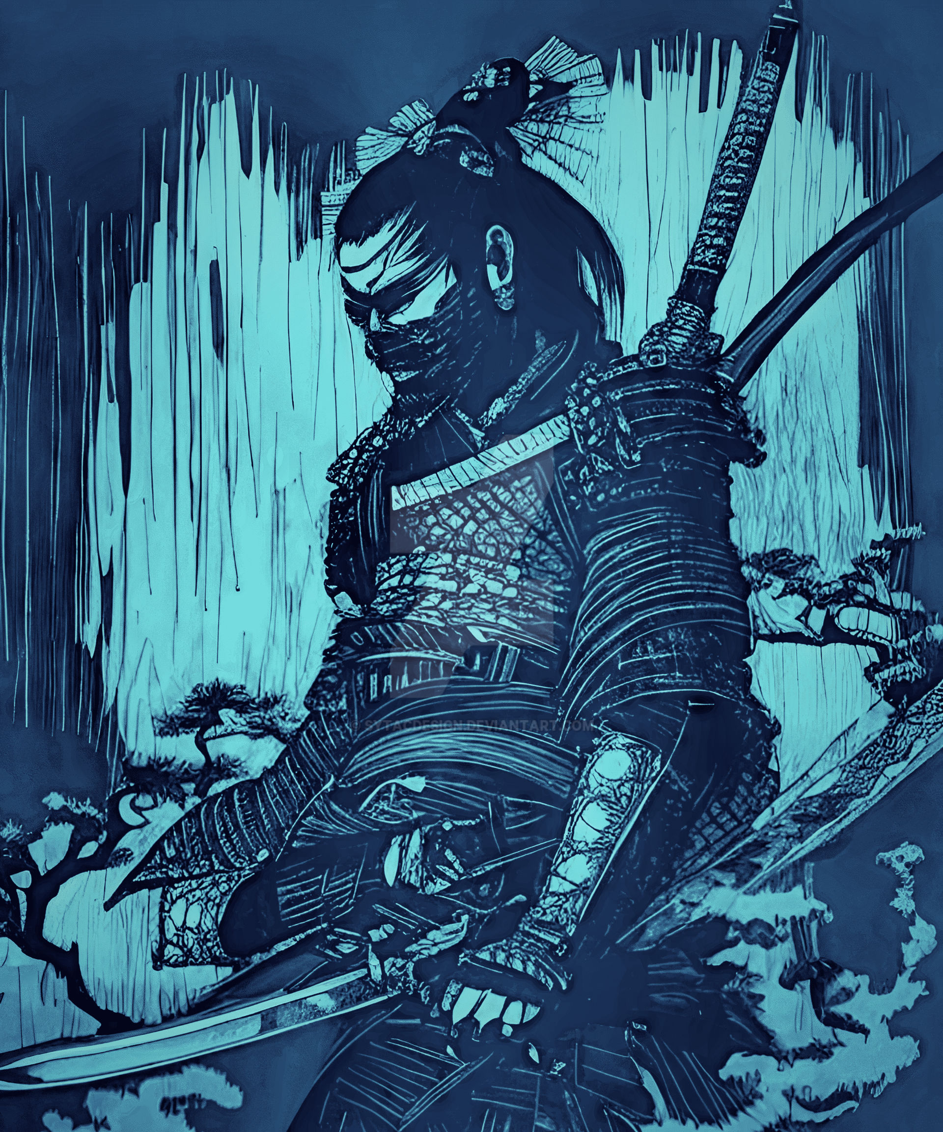 Manga Katana Samurai Japan intense Japanese Warrio by sytacdesign on