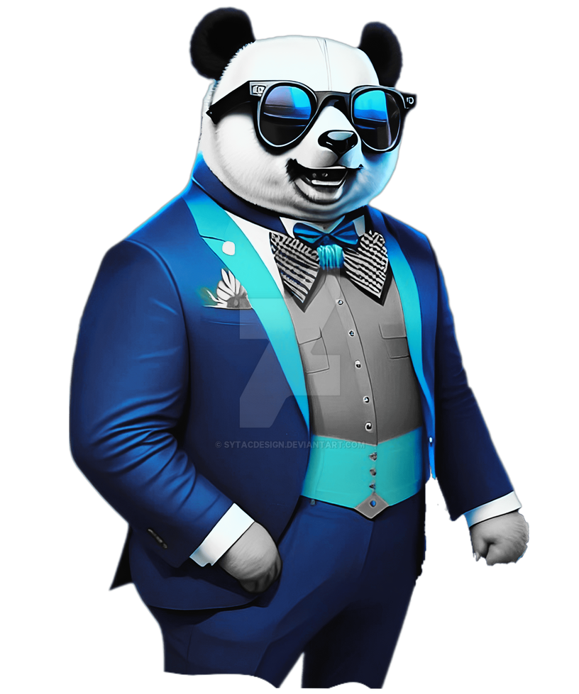 Fragile Rapping Panda Suit Cool panda Bowtie elegant Panda Suit in attire Sun by sytacdesign on ...