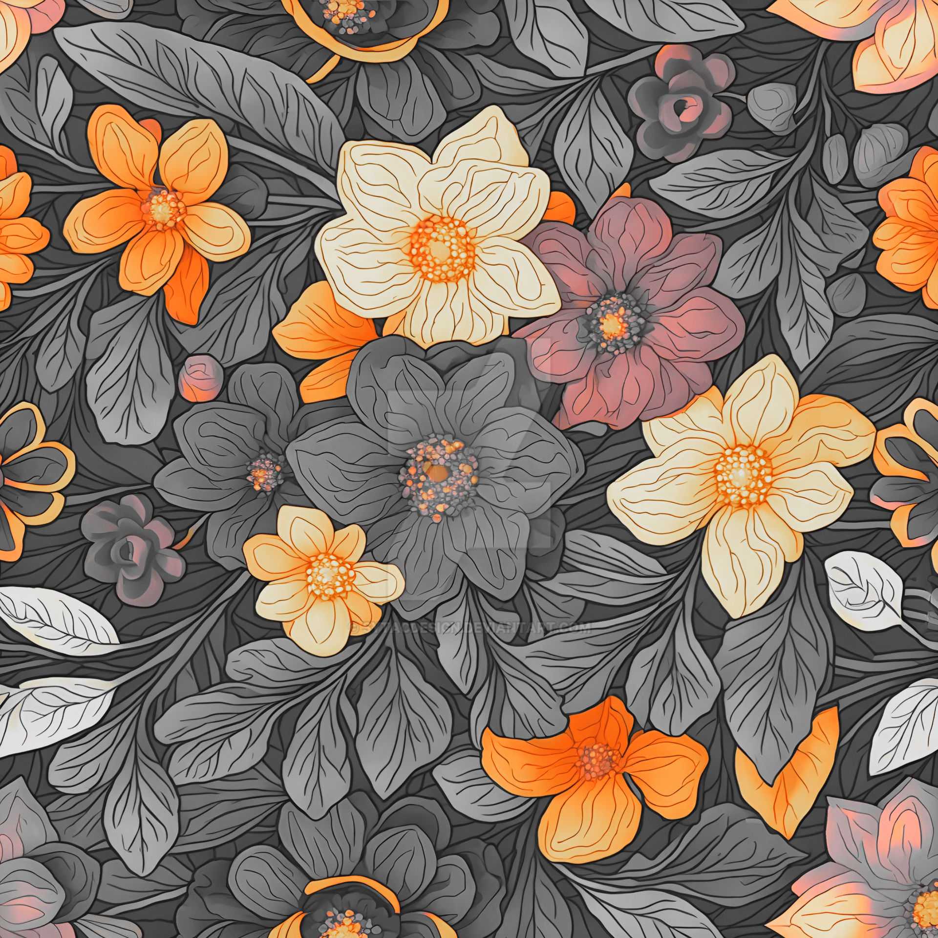 Seamless Pattern Floral Summer Flowers girly Flowe by sytacdesign