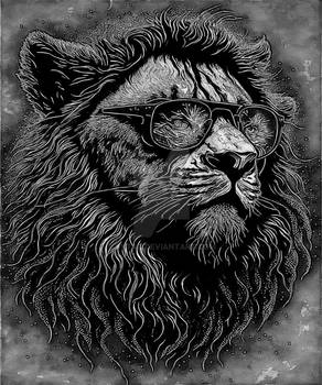 surreal Lion cat hipster cool sunglasses