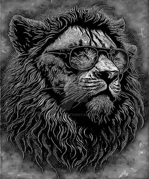 surreal Lion cat hipster cool sunglasses