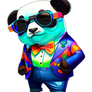 cute Panda Suit artwork Cool Sunglasses Bowtie pan