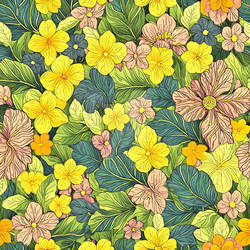 Summer Seamless leaves Floral Flowers Pattern Flow