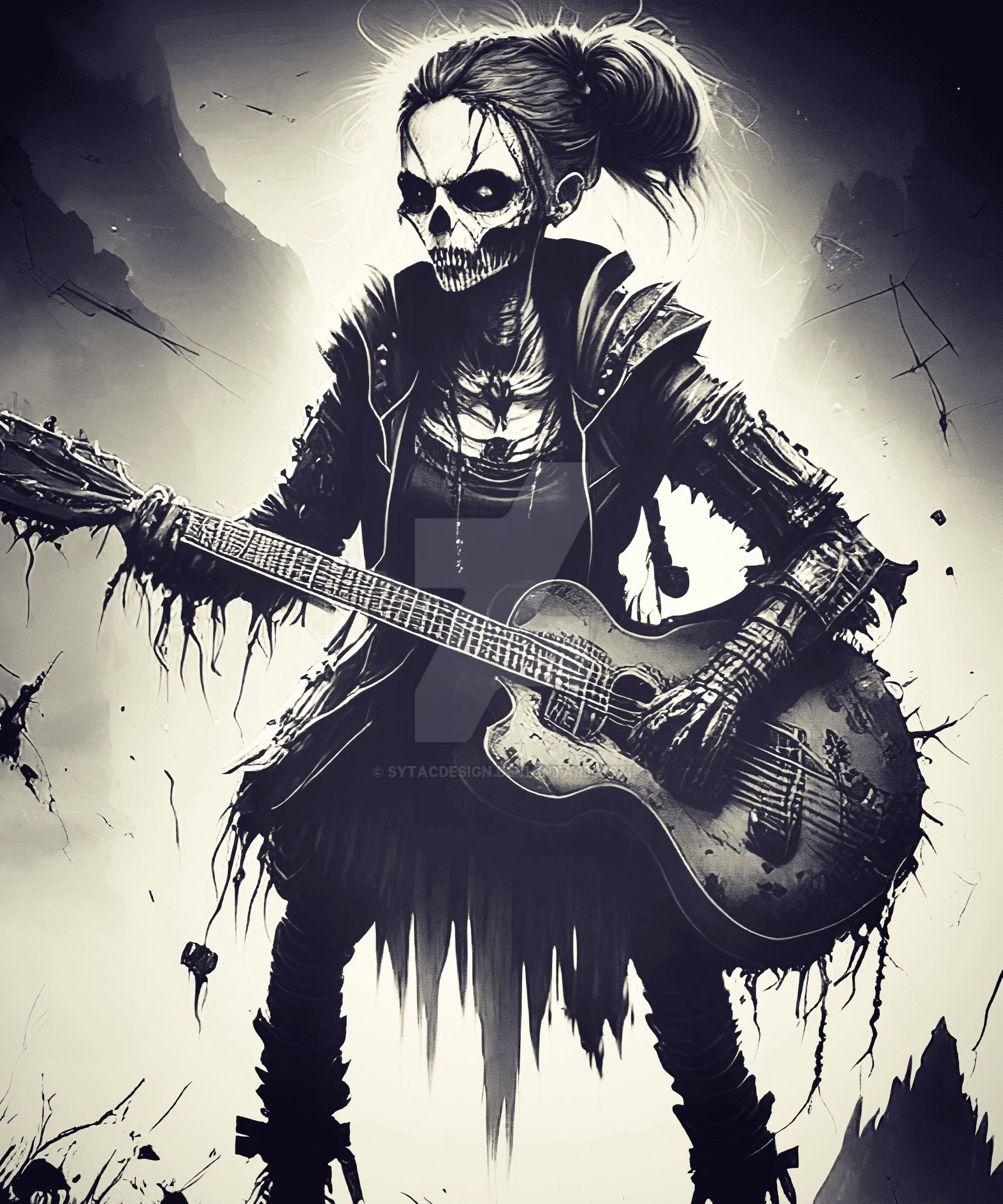 Undead Zombie Rapper Scary Zombie Women musician Skeleton undead Horror by sytacdesign on ...