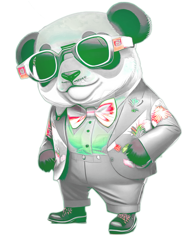 Fragile Rapping Panda Suit Panda Suit sunglasses panda bowtie with Cool styli by sytacdesign on ...