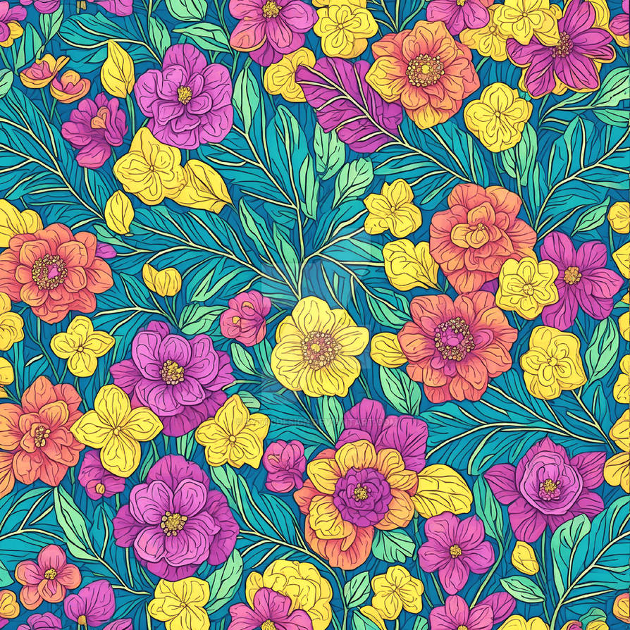 Large-scale Summer Floral Flower Flowers Pattern S by sytacdesign on ...