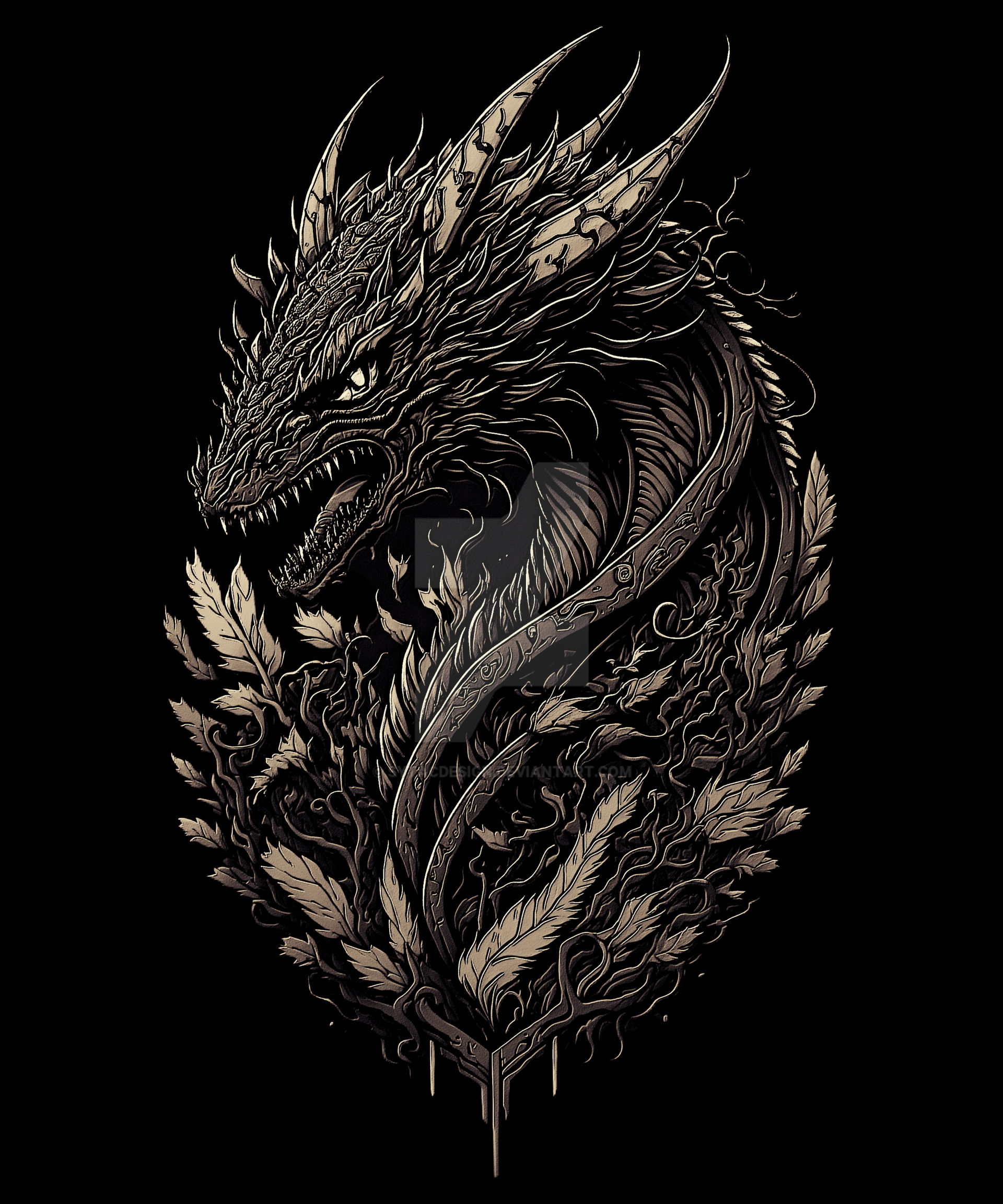 Fire Destruction Dark Dragon Apocalyptic Fiery Fla by sytacdesign on ...