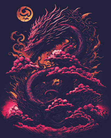 Fire Fiery Dark Apocalyptic Dragon Contrast Flames