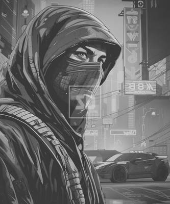 Ninja Mask Shadows Stealth Mysterious Comic Urban