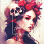 Skulls Dark Gothic Roses Bones Craftsmanship Woman