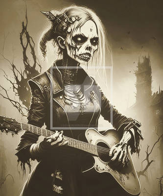 Music Zombie Skeleton Horror Women Icon Scary Unde