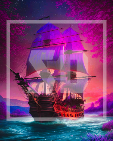 Teal Pink And Pirateship Hues Ocean Ship Pirate Se