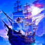 Sea Pirateship Pirate Ocean Ship Masts Rigging And