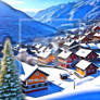 Landscape Tree Snow Village Mountain Holiday Winte