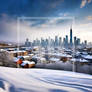 Snow Scene Cityscape Tall Winter City