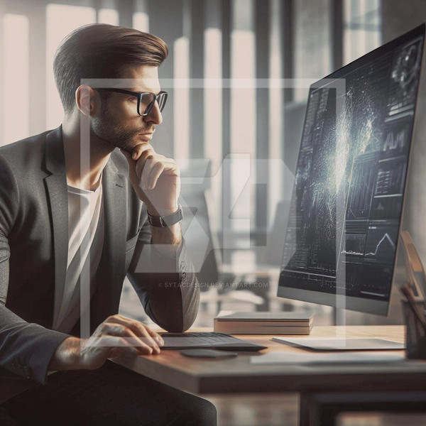 Man Computer Offes Computer Man Computer Focus Office Screen Work Des by sytacdesign on ...