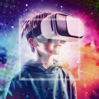 VR Image World Digitally Generated Virtual Headset