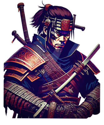 Japanese Fierce Samurai Japan Warrior Manga Katana
