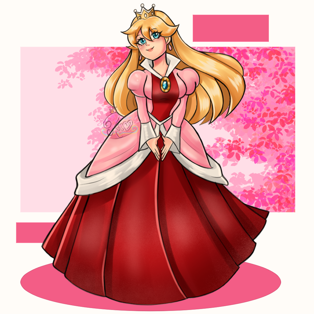 princess peach dress drawing How To Draw Peach, Drawing, Step by Step, by Dawn