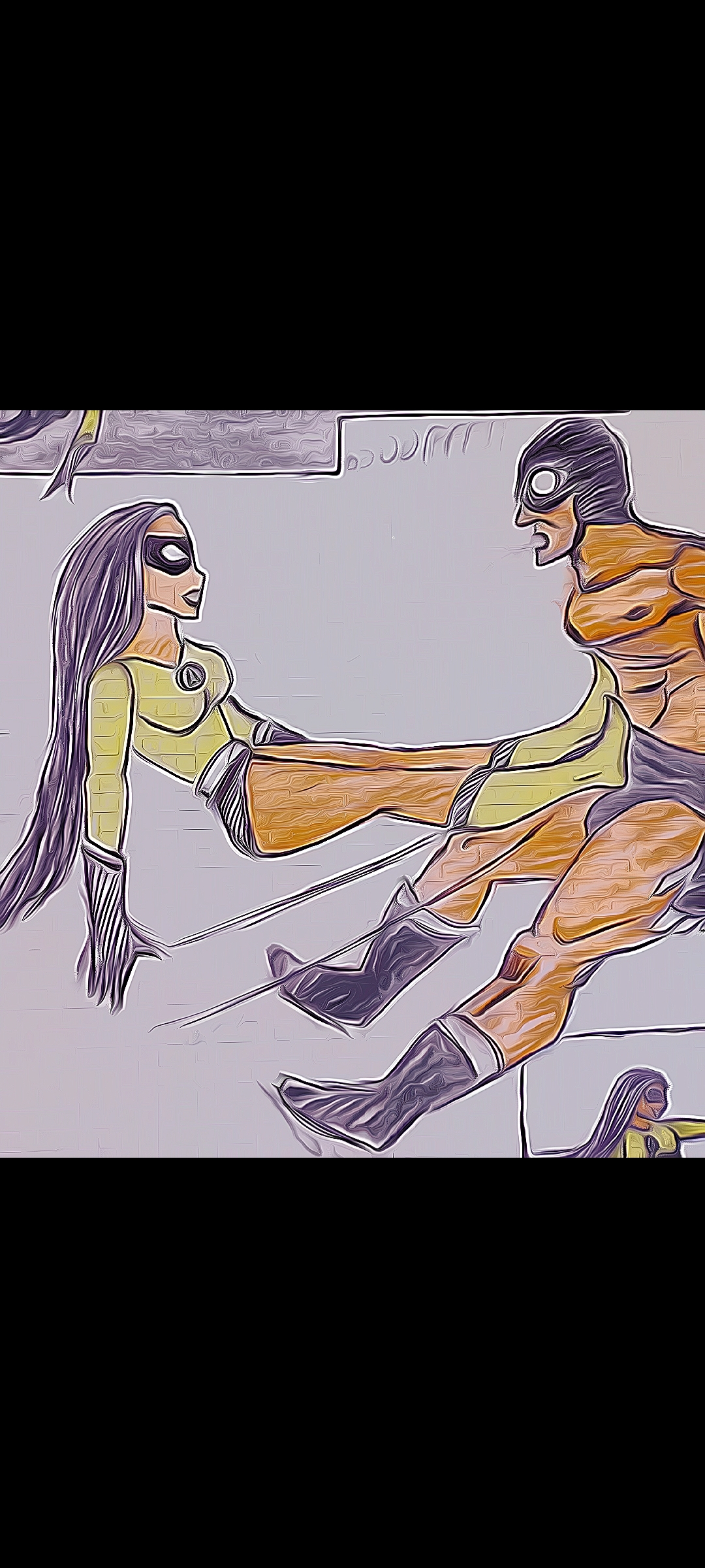 Superheroina lucha solo con los pies..