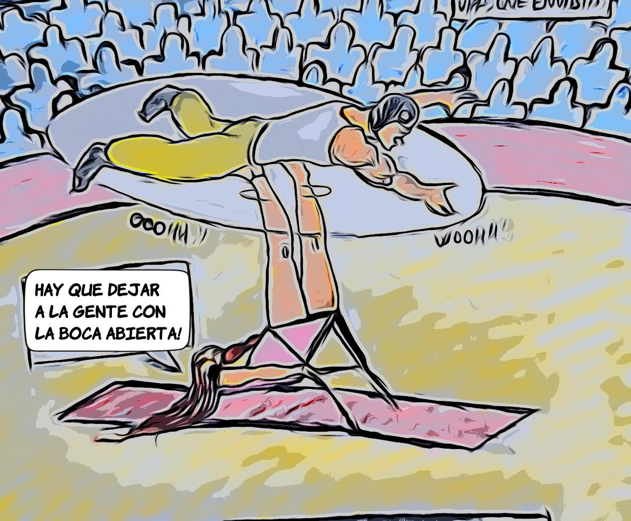 Chica antipodista acrobata con los pies..