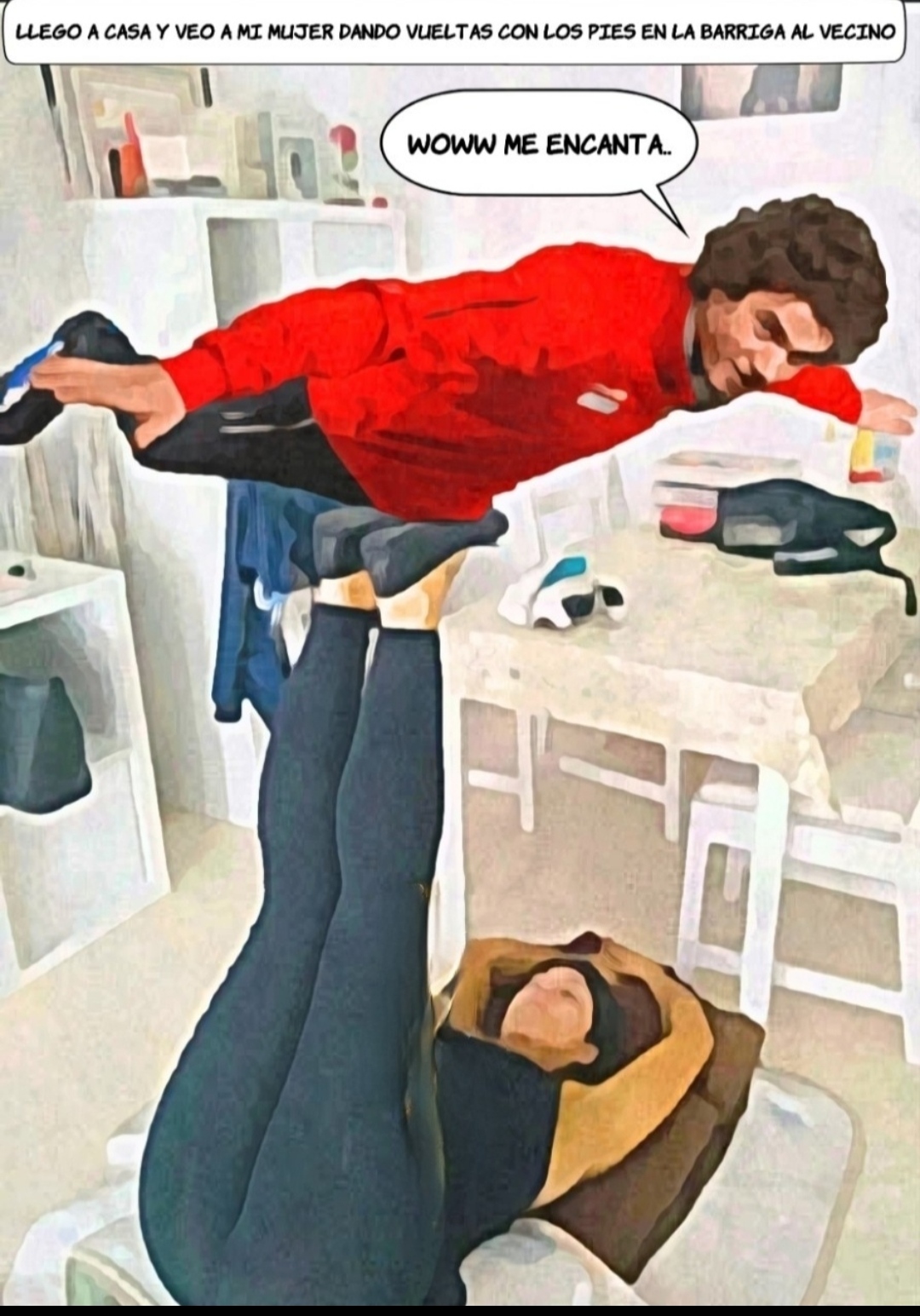 Escena de acrobacias con los pies !!