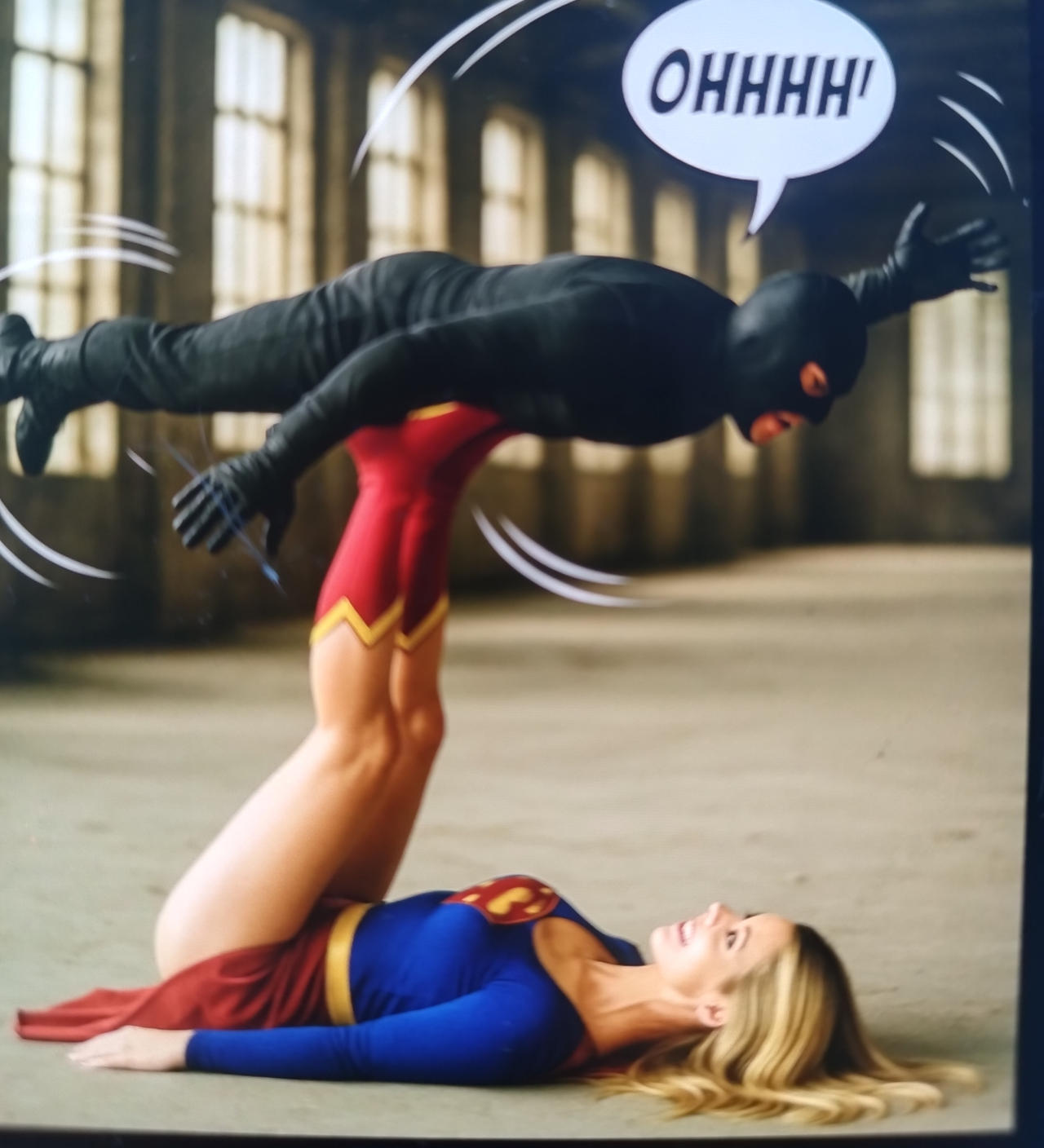 Supergirl acrobata con los pies 3