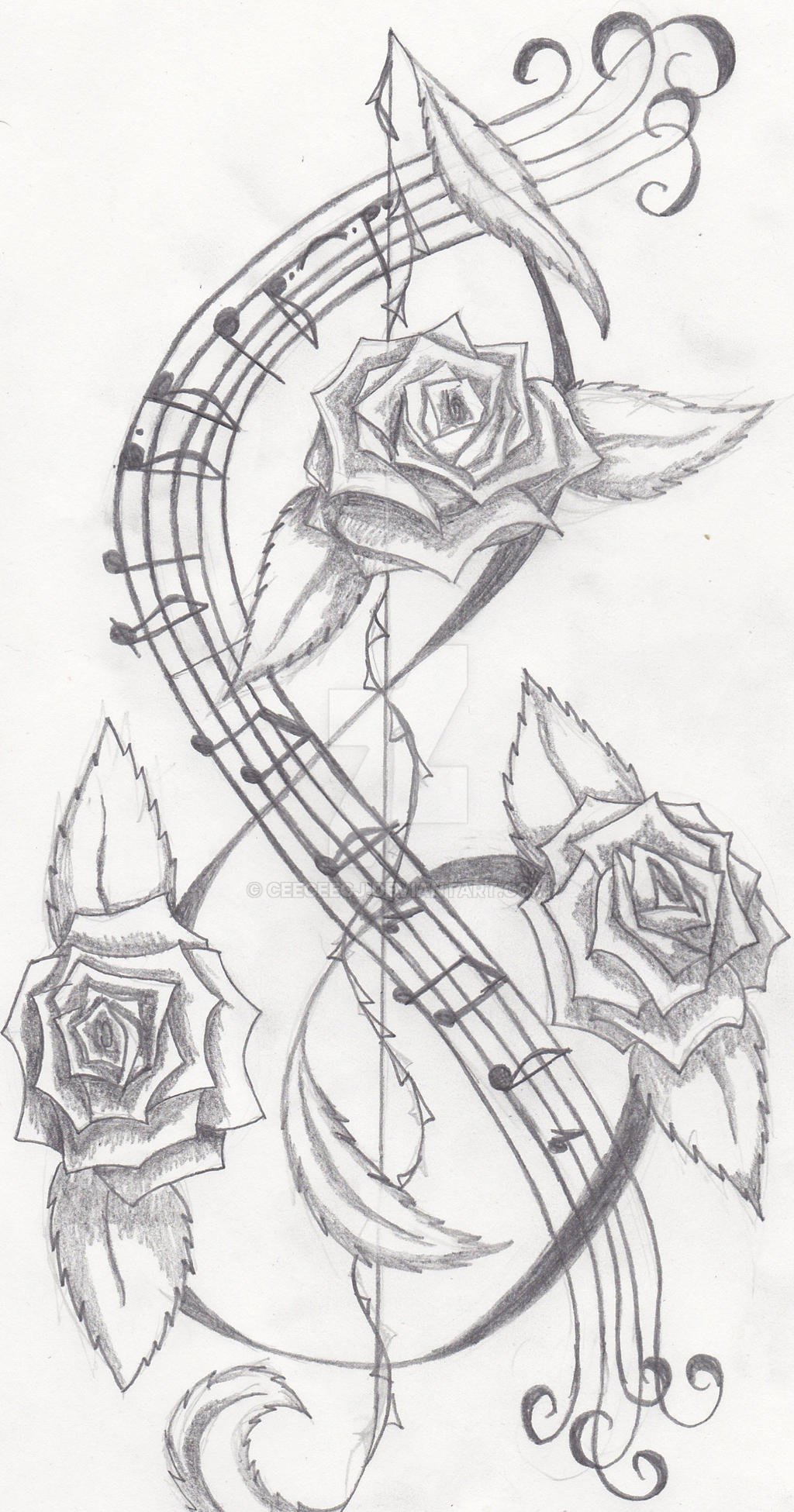 Notes For Roses Rose and music notes by Ceeceecj on DeviantArt