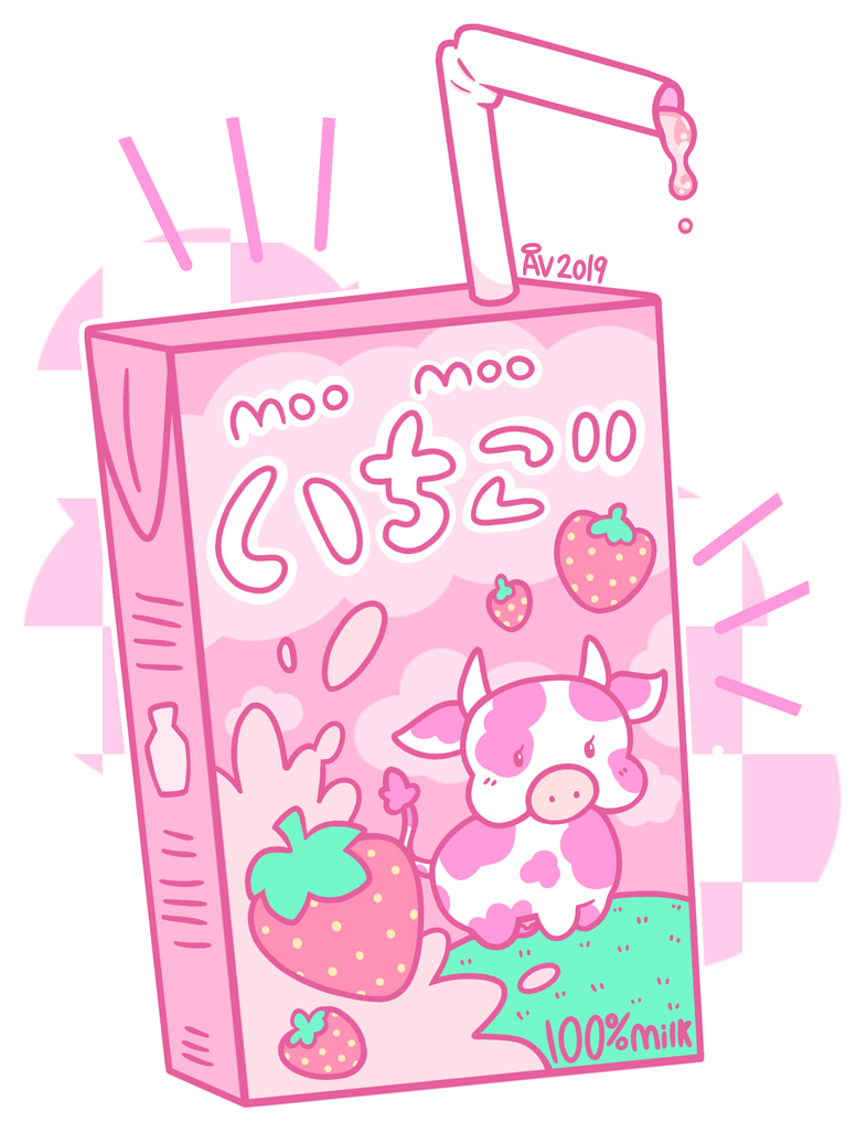 Kawaii Strawberry Milk by AngelicArtistGirl on DeviantArt