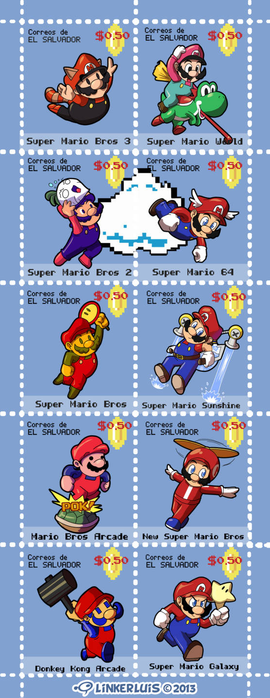 (2013) Super Mario mail stamps by LinkerLuis