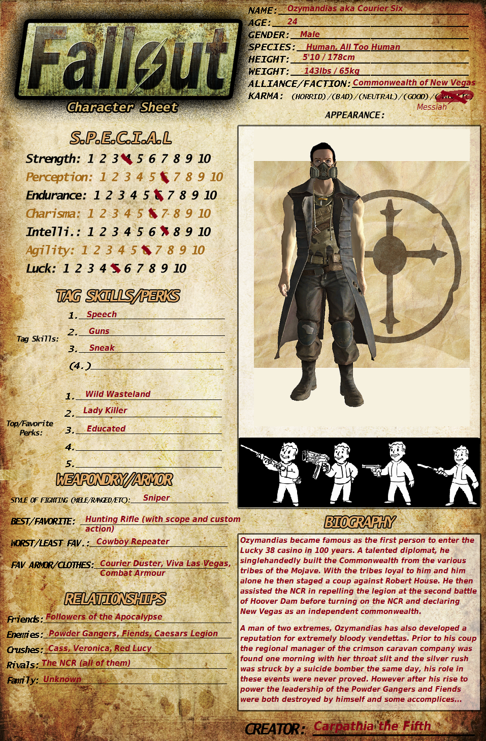 My Fallout Character Sheet