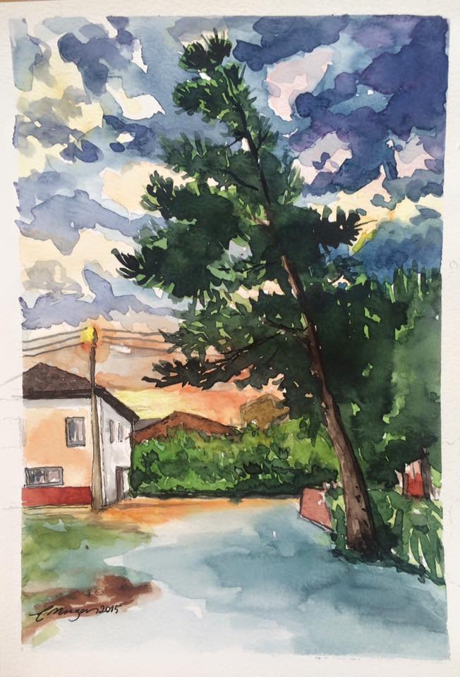 suluboya manzara boyama sayfasy boyama