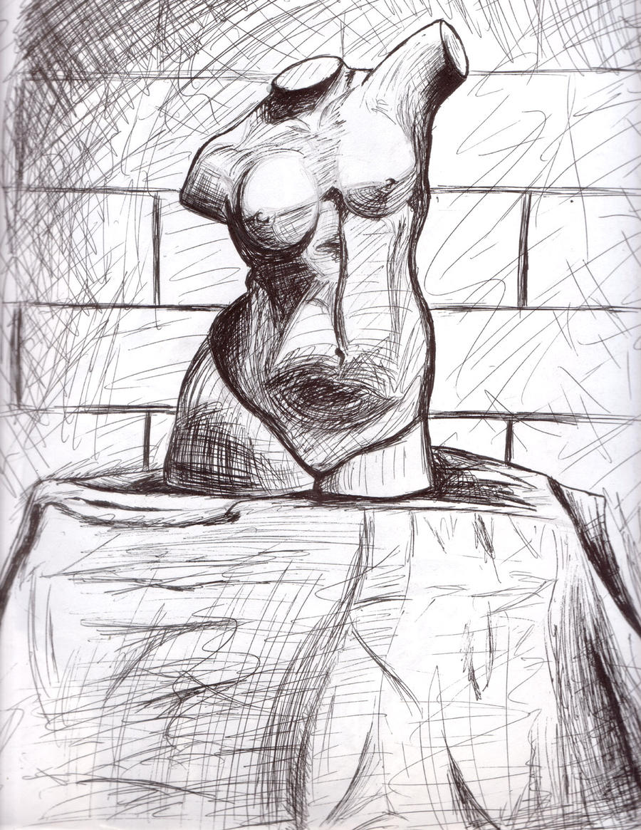 Female Statue Pen Drawing