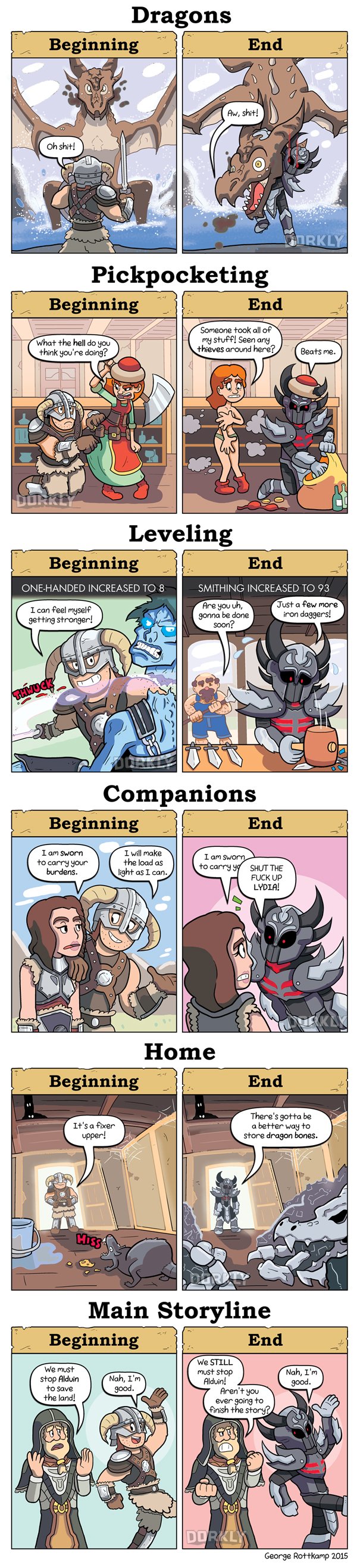 DORKLY: Skyrim Beginning vs End