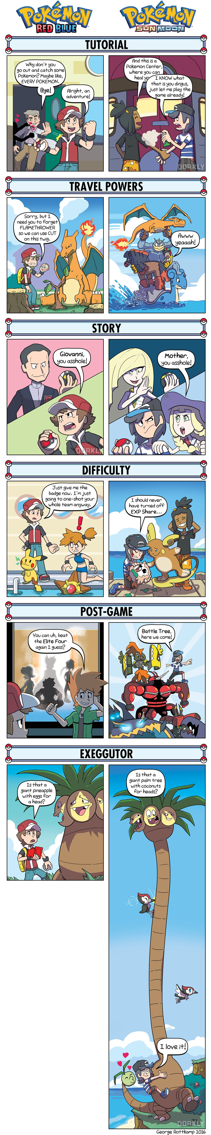 DORKLY: Pokemon Red/Blue VS Pokemon Sun/Moon by GeorgeRottkamp