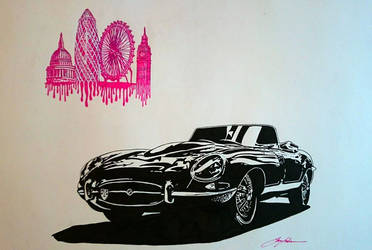 Jaguar-E-Type- Pop-Art-Drawing-London