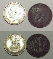 metal detect find (1 shilling 1935+1/2 penny 1938)