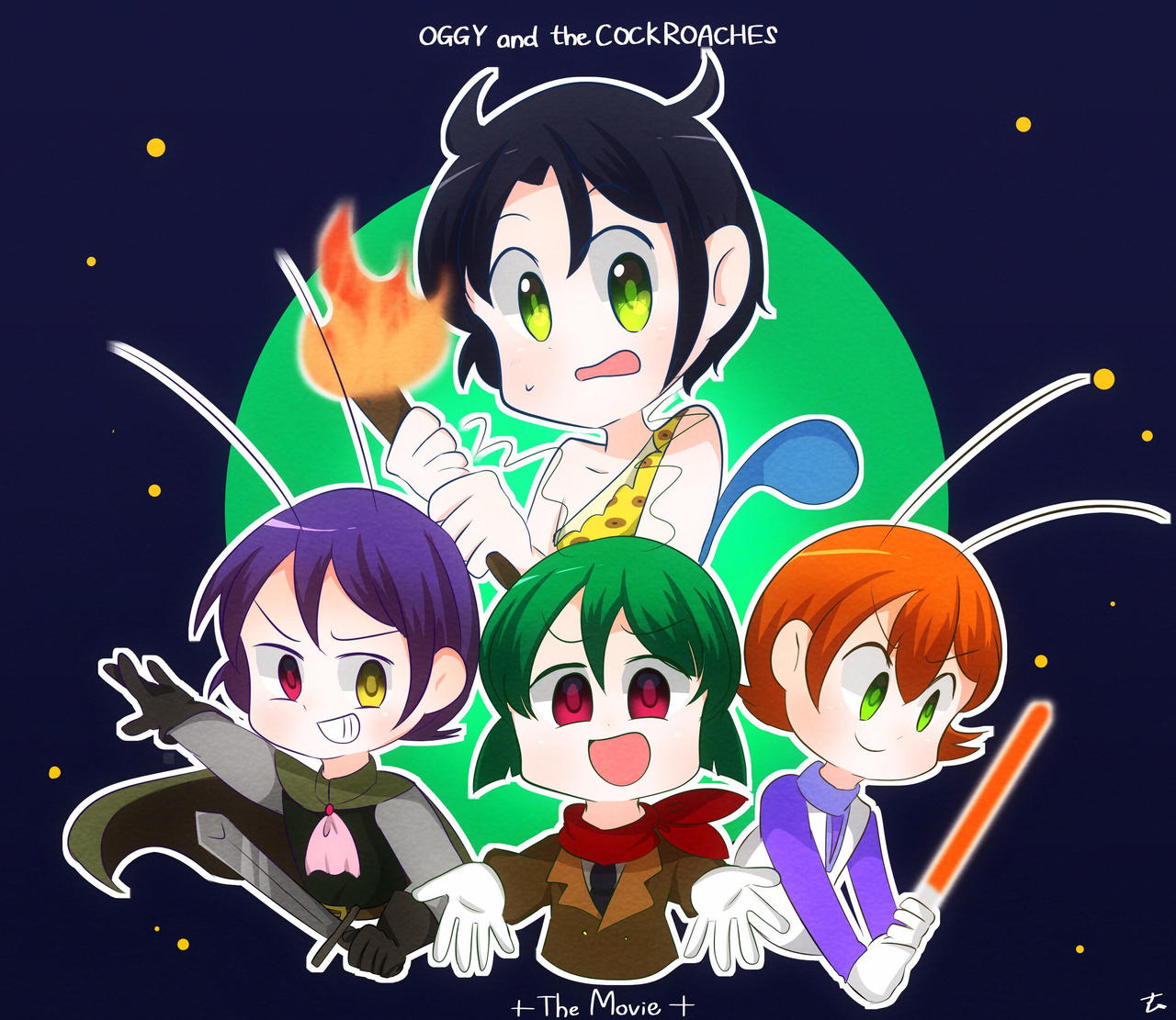 Oggy and the cockroaches (Human ver.) by sushiwakame on DeviantArt