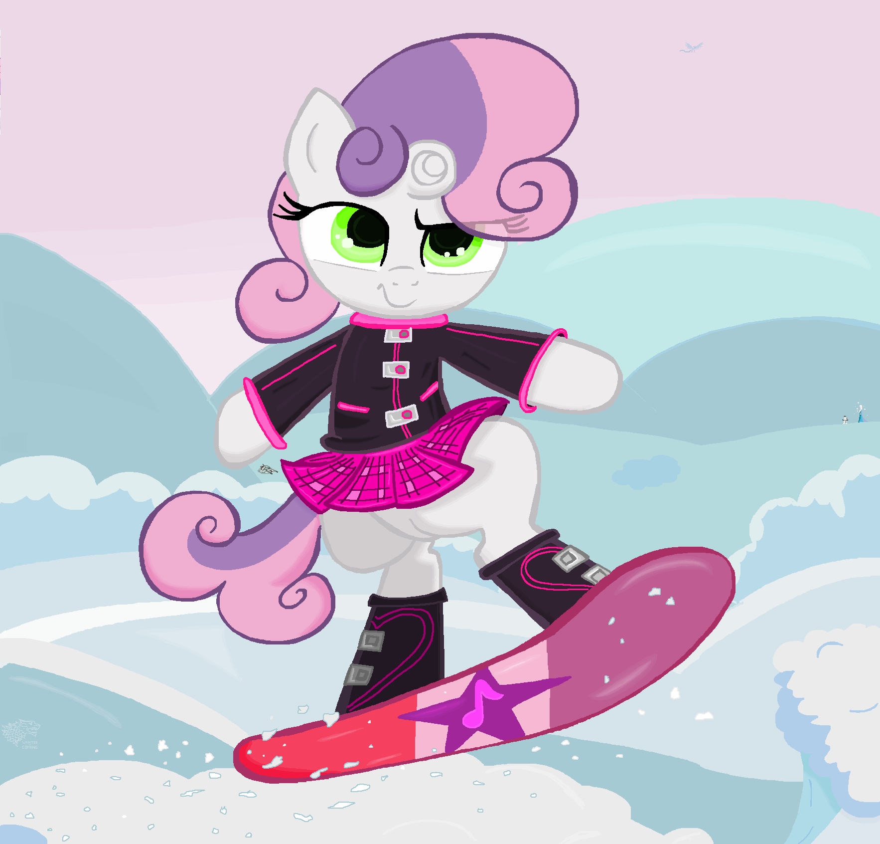 Sweetie Belle  snow Fun in MS-paint