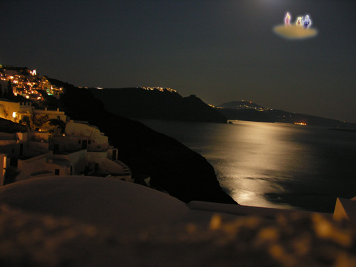 one cloud in Santorini's night