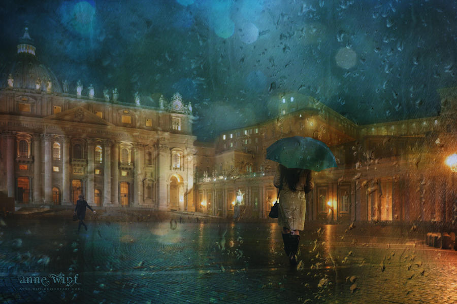 Rainy Night in Rome by annewipf