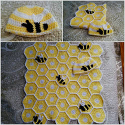 Beehive Granny Square Baby Blanket