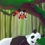 Red panda and panda