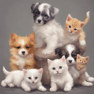 Puppies and kittens 